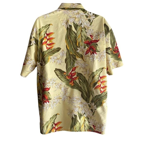 Speedo Hawaiian Shirt Mens 2XL Yellow Floral Aloha Camp Button Short Sleeve - Picture 4 of 6